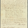John Ranking to Jane Porter, autograph letter signed