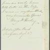 Mary Frances Howley to Madame Porter, autograph letter signed