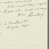 John Ranking to Jane Porter, autograph letter signed