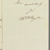 Charles Richard Vaughan to Miss Porter, autograph letter signed