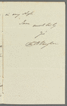 Charles Richard Vaughan to Miss Porter, autograph letter signed
