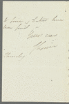 Unidentified sender to unidentified recipient, autograph letter signed