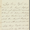 Lady Mary Taylour to Jane Porter, autograph letter signed