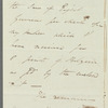 Sir Roderick Impey Murchison to Miss Porter, autograph letter signed