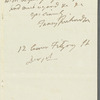 Fanny Richardson to Jane Porter, autograph letter signed