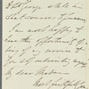 George Villiers to Jane Porter, autograph letter signed
