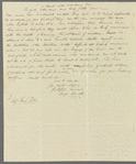 Hugh Hindley to Jane Porter, autograph letter signed