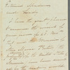 William Wood to Jane Porter, autograph letter signed
