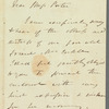 Lady Mary Fox to Jane Porter, autograph letter signed
