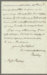 Nicholas Vansittart to Jane Porter, autograph letter signed