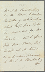 John MacPherson Brackenbury to Jane Porter, autograph letter third person