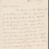 Charles James to Mrs. Porter, autograph letter signed