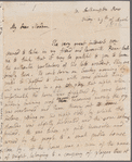 Anne Plumptre to Miss Porter, autograph letter signed