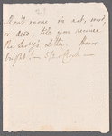 Peter Moore to Jane Porter, autograph letter signed