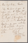 Peter Moore to Jane Porter, autograph letter signed