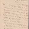 Henry Harris to Jane Porter, autograph letter signed