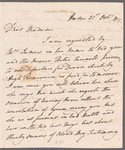 Charles James to Mrs. Porter, autograph letter signed