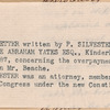 Silvester, Peter, addressed to The Honble Abraham Yates Esqr., New York