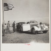 President Roosevelt greeted on tour of drought area. Near Bismarck, North Dakota