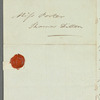 Richard Edgcumbe, Lord Mount Edgcumbe to Miss Porter, autograph letter third person