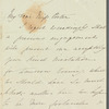 Eliza O'Neill to Miss Porter, autograph letter signed