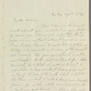 W. W. Porter to Miss Porter, autograph letter signed