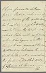 Saith Satoore to Jane Porter, autograph letter signed