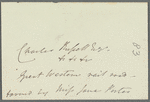 Mary Skinner to Charles Russell, autograph letter signed