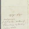 Nathaniel Parker Willis to Miss Porter, autograph note signed