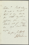 [D. W. -----?] to Miss Porter, autograph letter signed