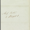 [D. W. -----?] to Miss Porter, autograph letter signed