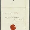 Unidentified sender to Jane Porter, letter cover (empty)