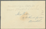 Unidentified sender to Miss Porter, envelope (empty)