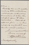 Alfred Turner to John Shephard, autograph letter signed