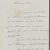 A. De Berg to Jane Porter, autograph letter signed