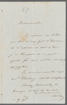 A. De Berg to Jane Porter, autograph letter signed