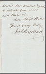 John Shephard to Jane Porter, autograph letter signed