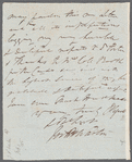 Jos. P. Warton to Jane Porter, autograph letter signed
