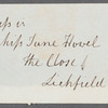 Jane Howel to Jane Porter, autograph letter signed