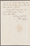 John Emerson to Jane Porter, autograph letter signed