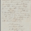 Jos. P. Warton to Jane Porter, autograph letter signed