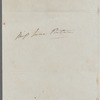 Jos. P. Warton to Jane Porter, autograph letter signed