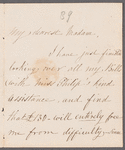 Sarah Hazard to Jane Porter, autograph letter signed