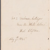 Sarah Hazard to Jane Porter, autograph letter signed