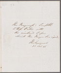 Mayor of Bristol to Jane Porter, [autograph?] letter third person