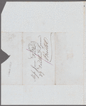 Mr. Daniel to to Jane Porter, autograph letter third person