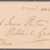 Jonathan Henry Woodward to Jane Porter, autograph letter signed