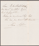 Nina Napier to Jane Porter, autograph letter signed