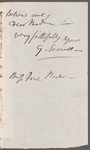 George Scovell to Jane Porter, autograph letter signed