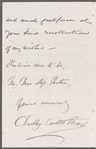 Dudley Coutts Stuart to Jane Porter, autograph letter signed